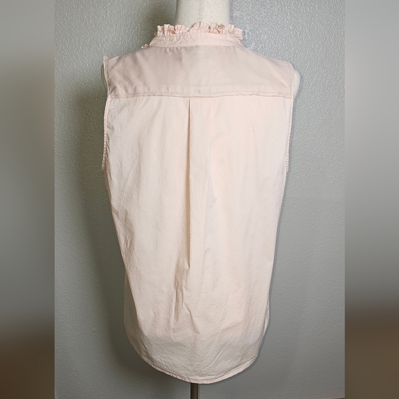 J Crew Cotton Pale Pink Pastel Ruffled Sleeveless Pink Top with ruffle neck 16 - Picture 4 of 13